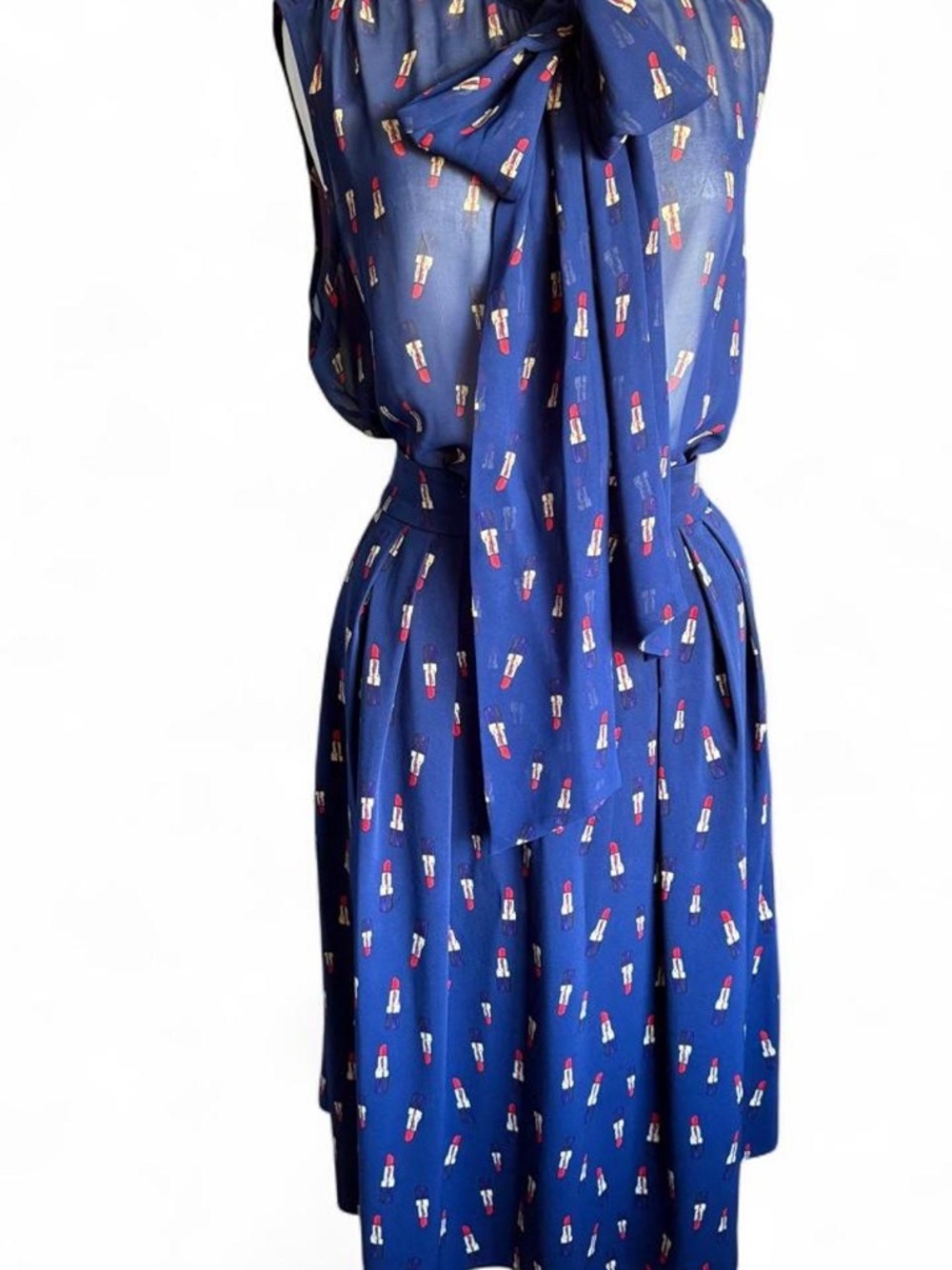 Eva Mendes NY&Co Lipstick Print 2-Piece Set Bow Top XL Skirt 18